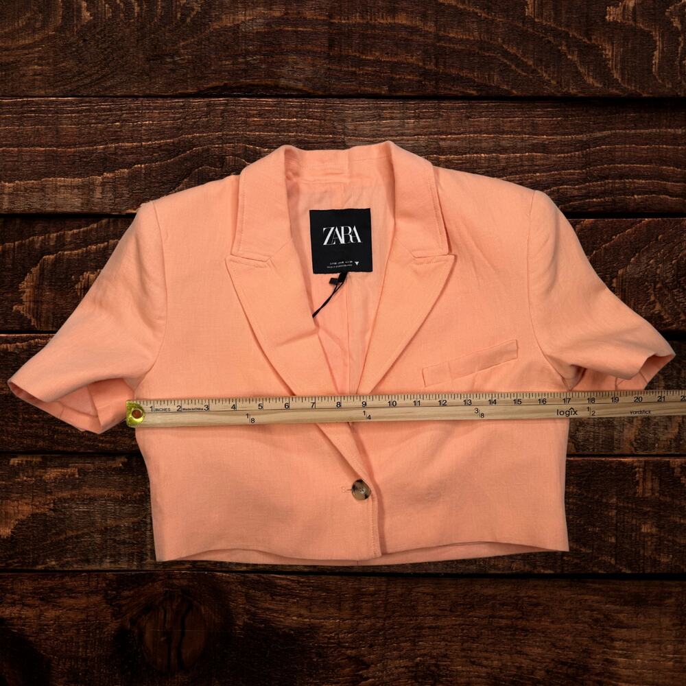 Zara Short Sleeve Boxy Cropped Blazer Oversized Jacket Peach Size XS - Picture 6 of 8